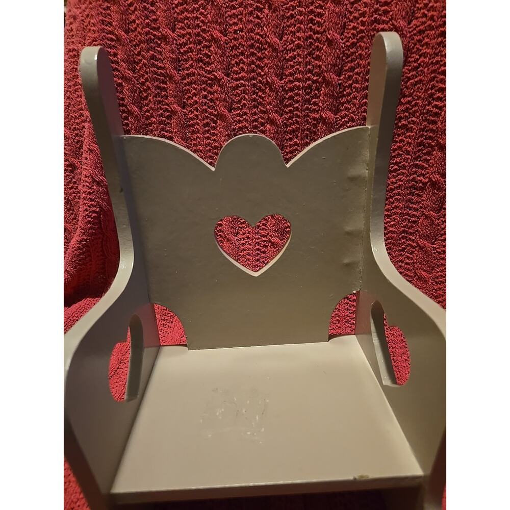 Vintage Taupe Color Wood Rocking Doll Chair With Music 11x7 Inch 4 Inch Seat - Picture 2 of 5